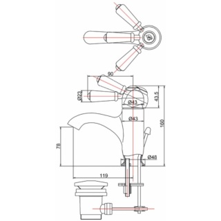 Burlington Chelsea Curved Basin Mixer with Pop-up Waste